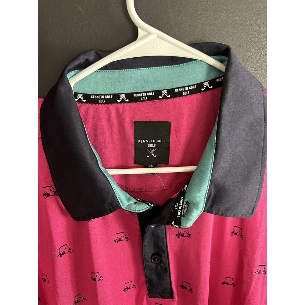 KENNETH COLE GOLF Polo Shirt Mens 2XL Pink Premium UPF Stretch Short Sleeve New - Picture 3 of 10